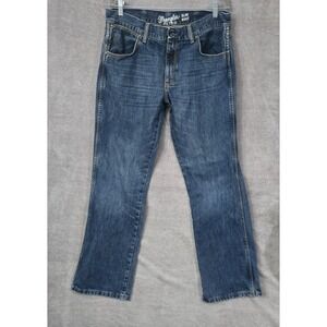 Wrangler Retro Slim Boot Men's Jeans 35 x 32 Whiskered Western Cowboy Denim Blue
